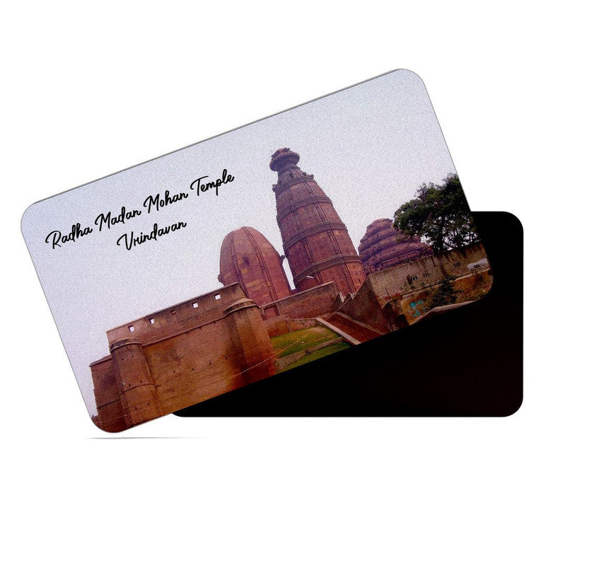dhcrafts Rectangular Rubber Fridge Magnet / Magnetic Card Multicolor Uttar Pradesh Radha Madan Mohan Temple Vrindavan Design Pack of 1 (8.6cm x 5.4cm)
